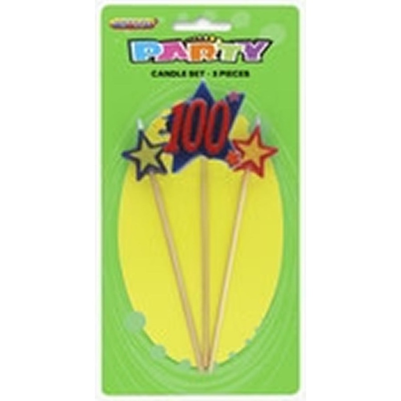 3 Piece Numeral Candle Set - 100 - Assorted