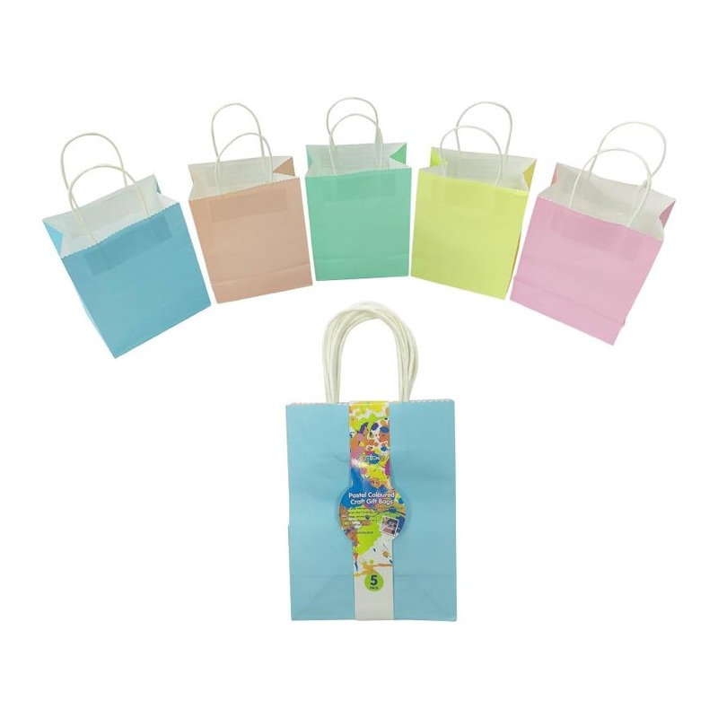 5PK Kraft Bags Pastel Series - 20CM x 15CM x 9CM