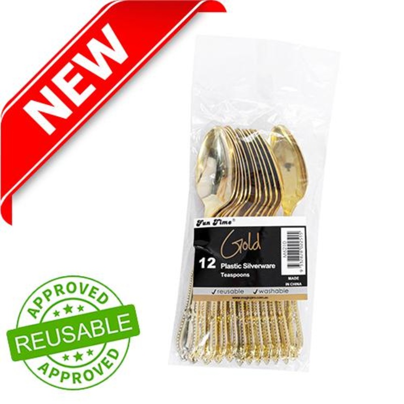 Reusable Gold Teaspoon pk12