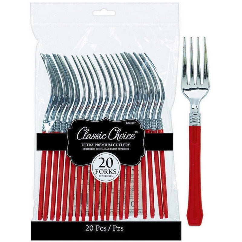 20 FORK CUTLERIES RED METTALIC