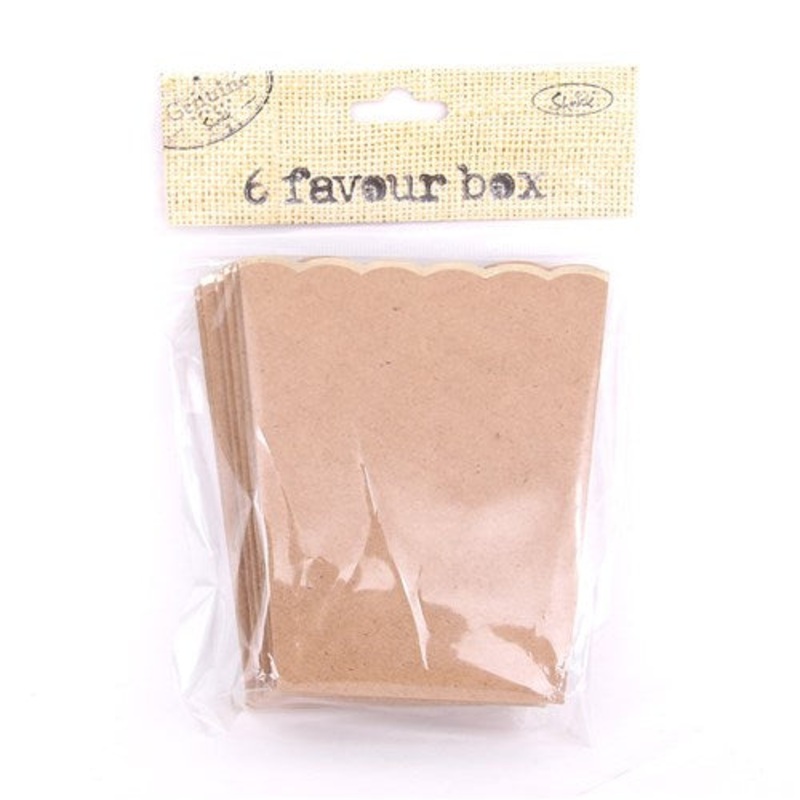 6PK KRAFT FAVOUR BOX - 11CM LONG & 9.5CM WIDE (TOP)