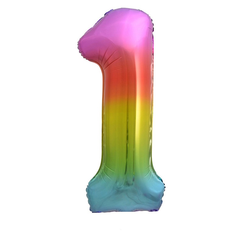 Rainbow "1" Numeral Foil Balloons 86cm