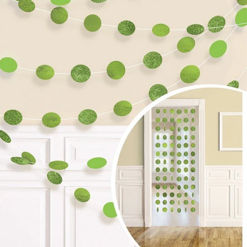 String Decorations Glitter Round Kiwi PK6