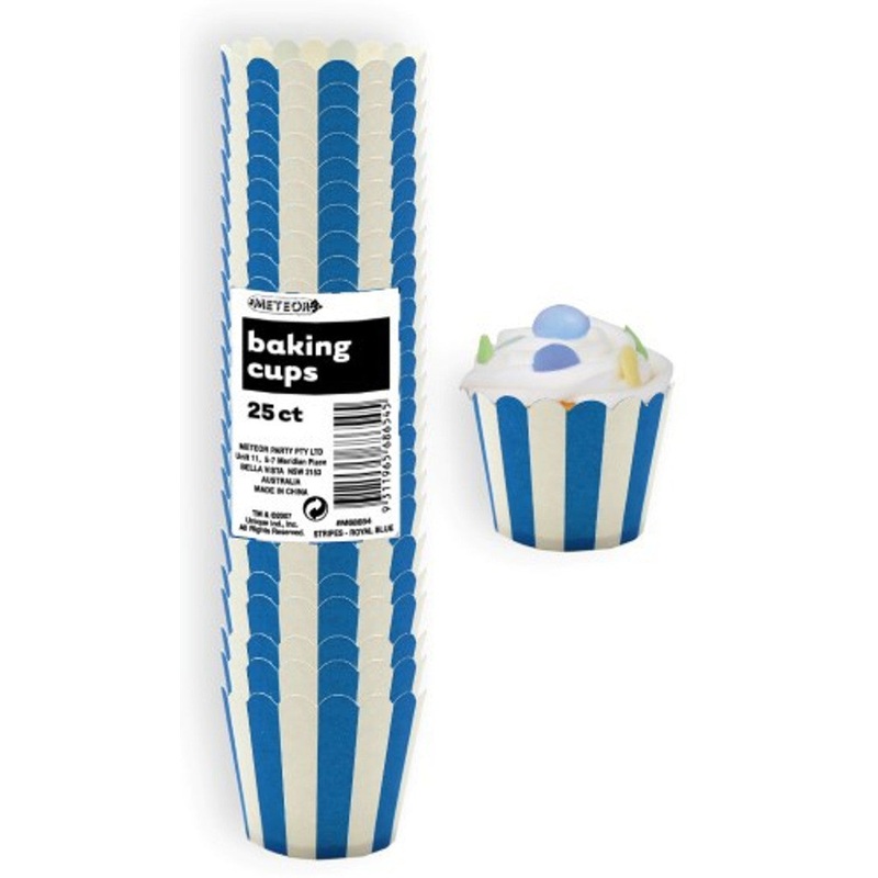 Stripes Royal Blue 25Ct Paper Baking Cups