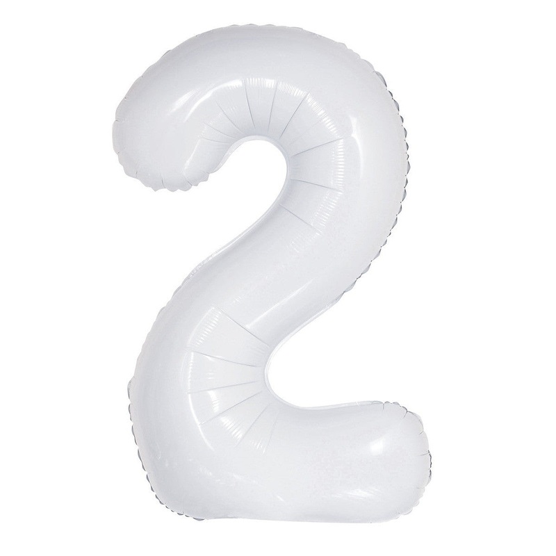 WHITE "2" NUMERAL Foil Balloons 86CM