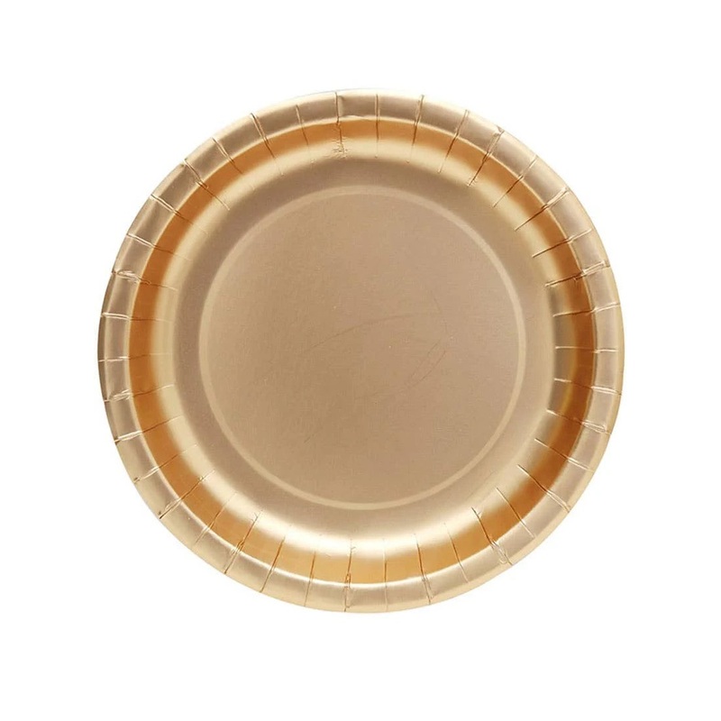 12PK 230MM CHAMPAGNE GOLD PLATES