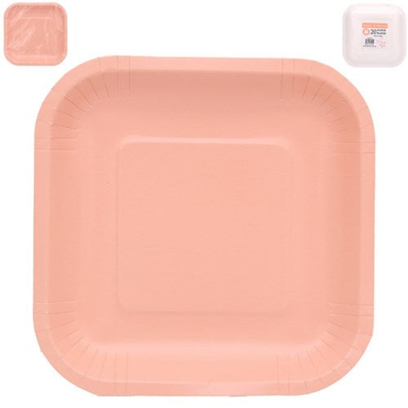 20PK 18CM SQ PLATES-CANTALOUPE