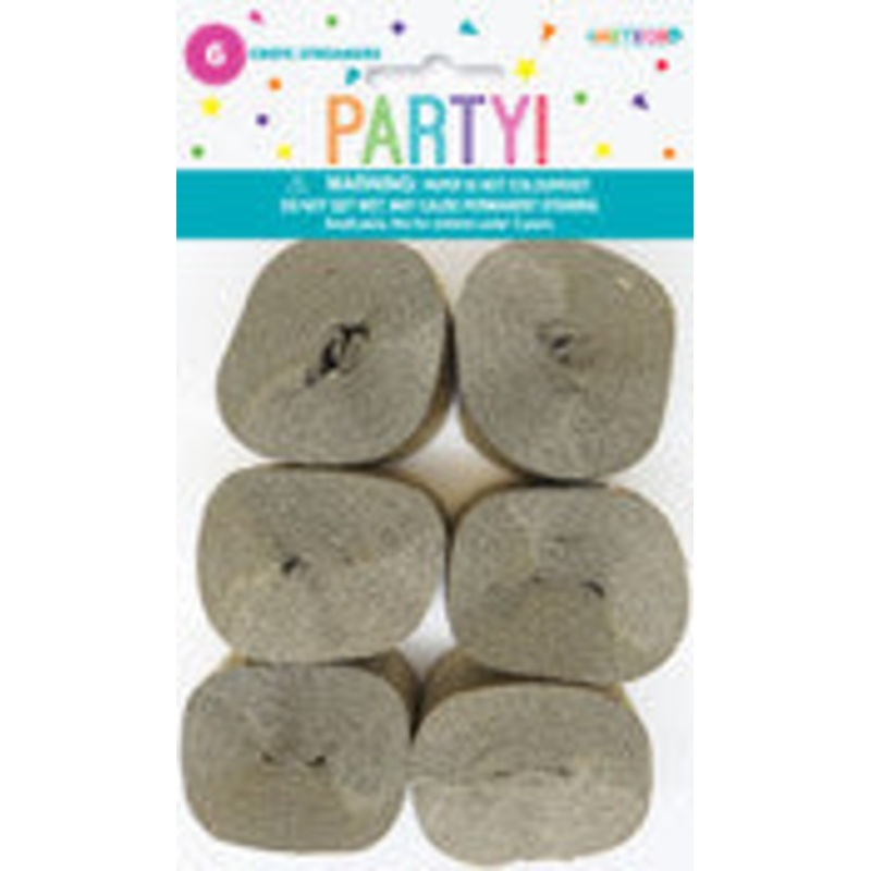 6 CREPE STREAMERS - MET GOLD