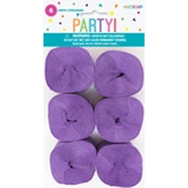 6 CREPE STREAMERS - P/PURPLE