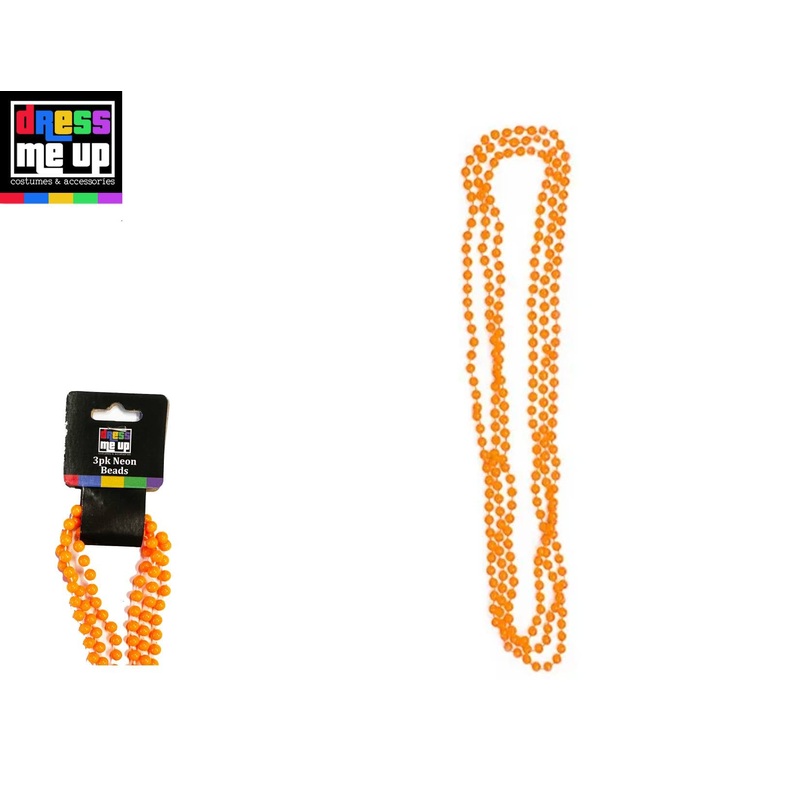 Neon 80s Orange Beads 3pk
