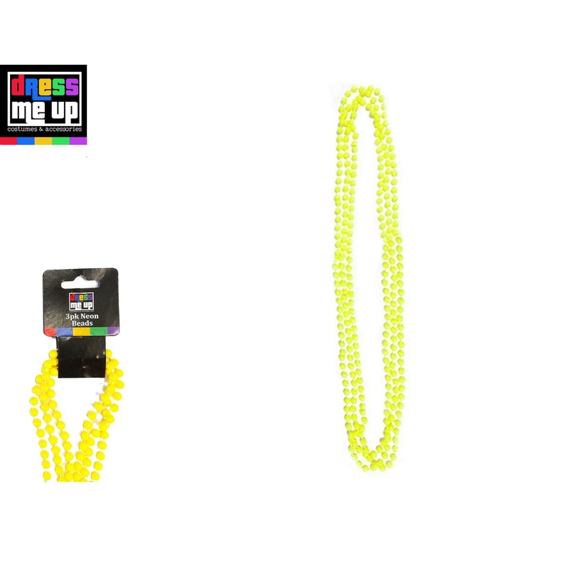Neon 80s Yellow Beads 3pk