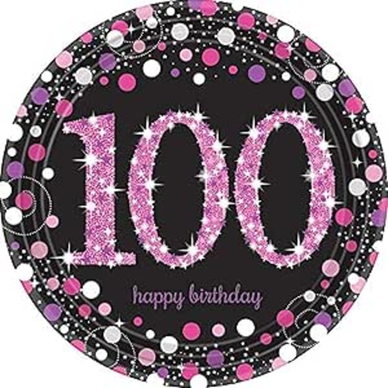 PINK SPARKLING 100TH PLATES