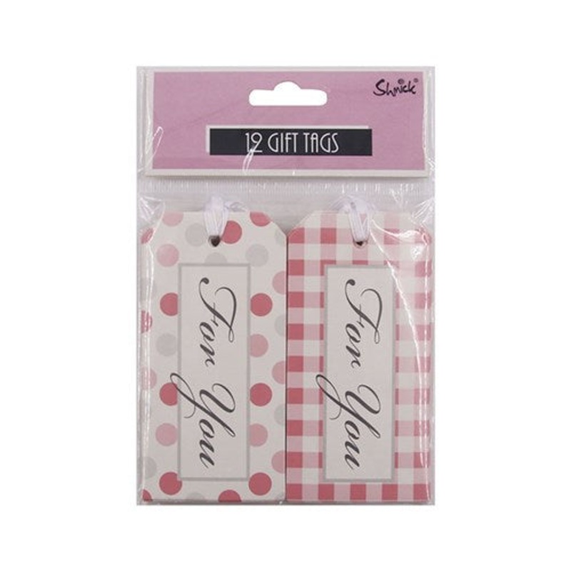 PK12 PINK GIFT TAGS-5X10CM EACH