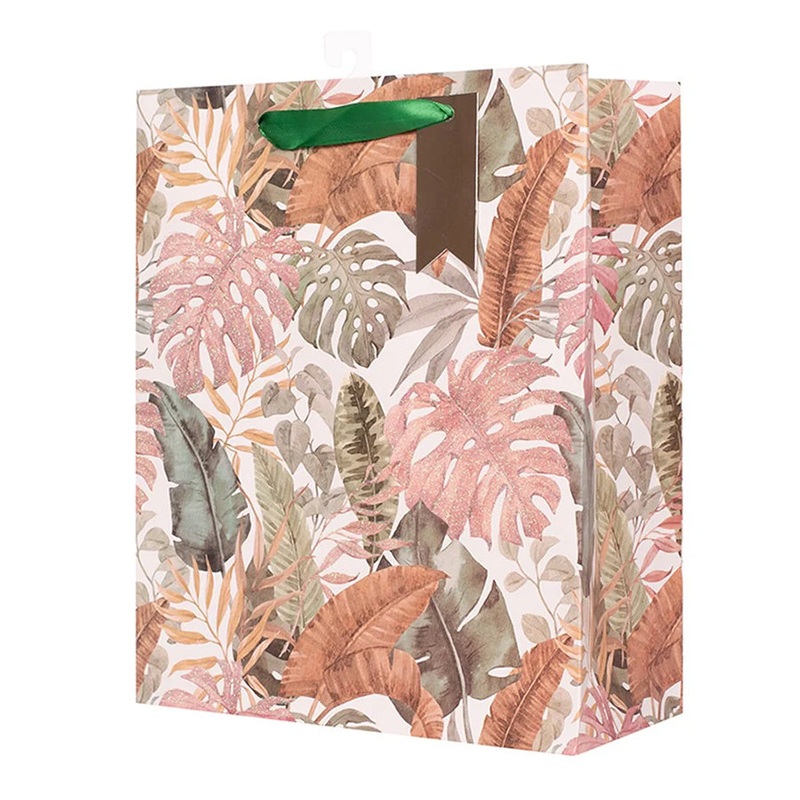 XLRG TROPICAL PALM GIFT BAG W/GLITTER-130X42X12CM