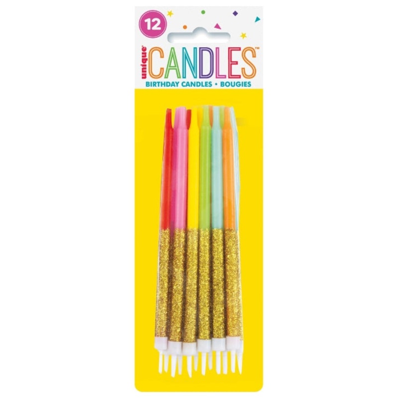 12 5" Rainbow gltr dppd BDY CANDLE
