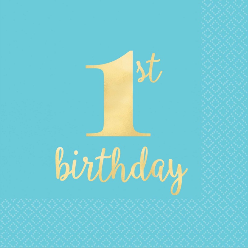 1st BDAY Blue H-S B/Napkin