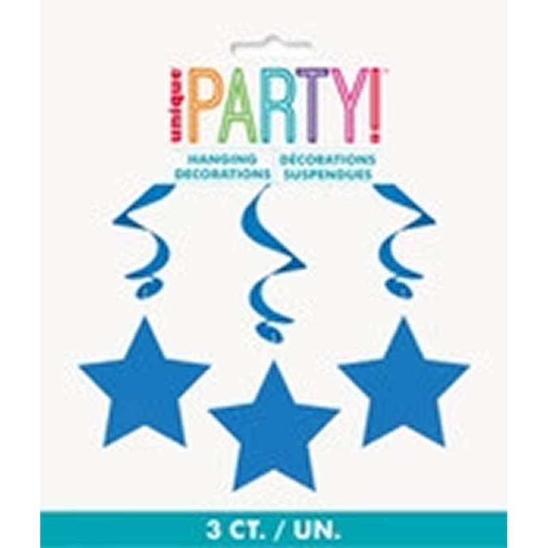 3 STAR HANGING SWIRLS - R/BLUE