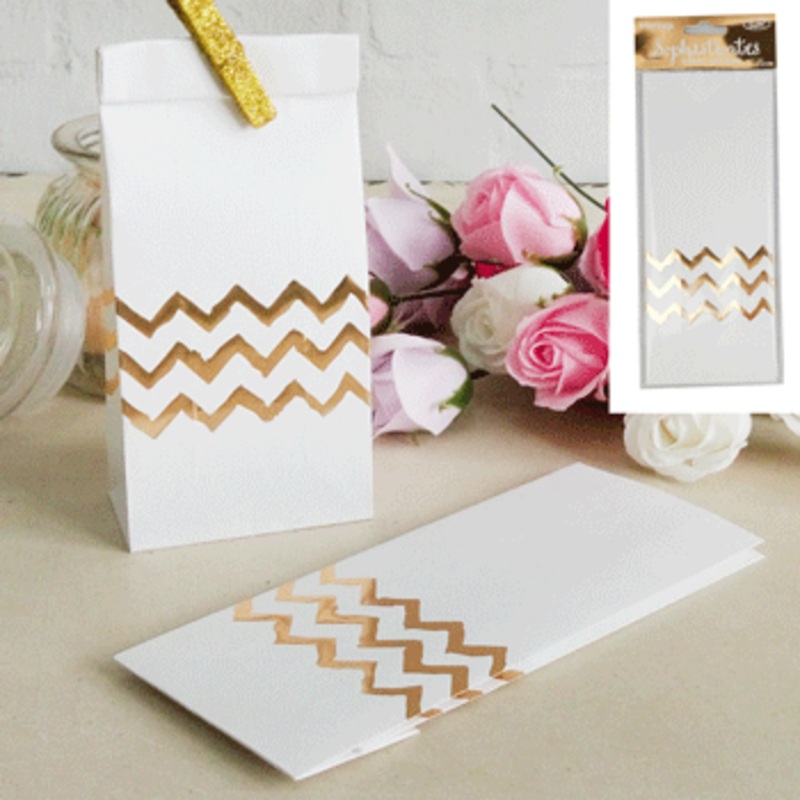 4PK METALLIC GOLD CHEVRON BAG
