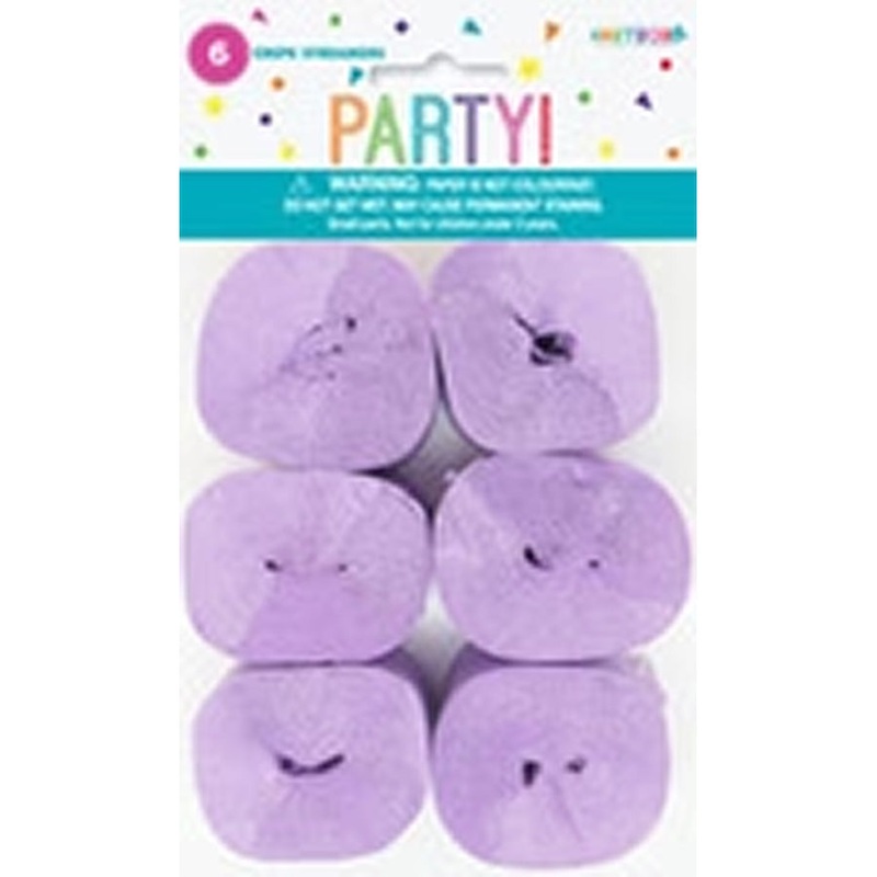 6 CREPE STREAMERS - LAVENDER