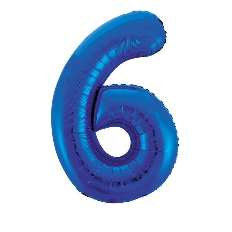 Royal Blue "6" Numeral Foil Balloons 86cm