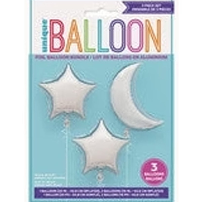 Star & Moon Foil Balloons 18"