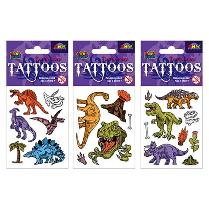 TATTOOS - DINOSAUR (100x75) - 3 ASSTD