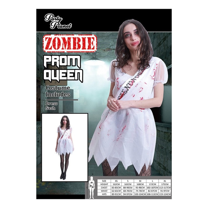 ZOMBIE PROM QUEEN COSTUME- SIZES MED AND LRG