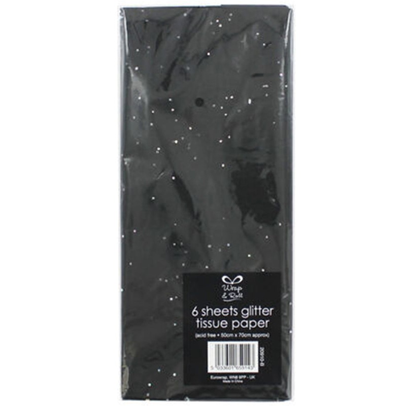 10PCE TISSUE PAPER 50X66CM BLACK