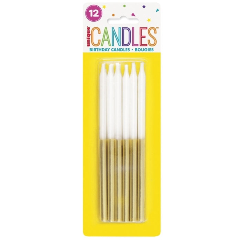 12 Metallic Assorted Bday Candle 5"