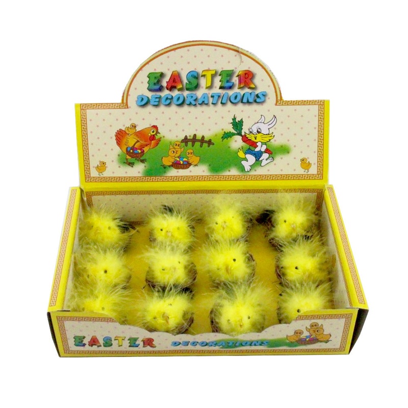 PK/12 CUTE FLUFFY CHICKS IN DISPLAY BOX , 5.5 CM