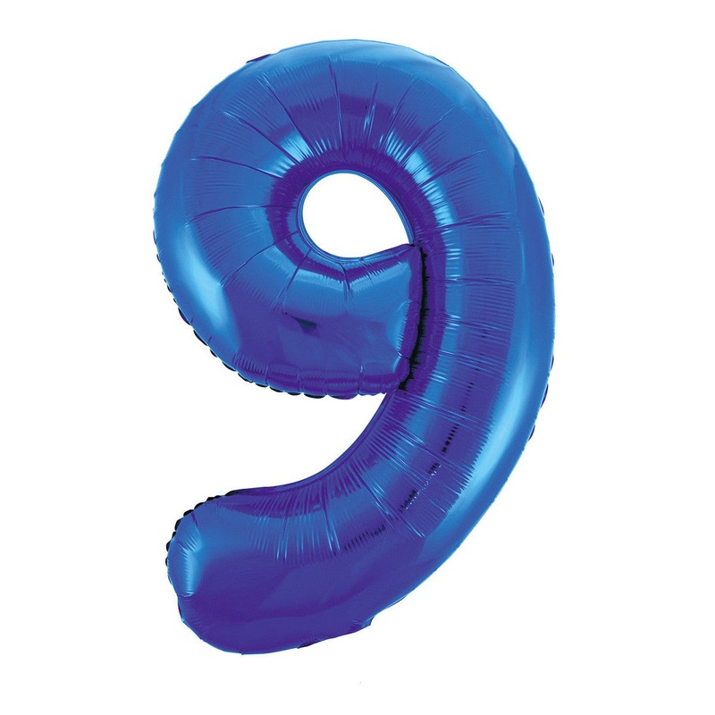 Royal Blue "9" Numeral Foil Balloons 86cm