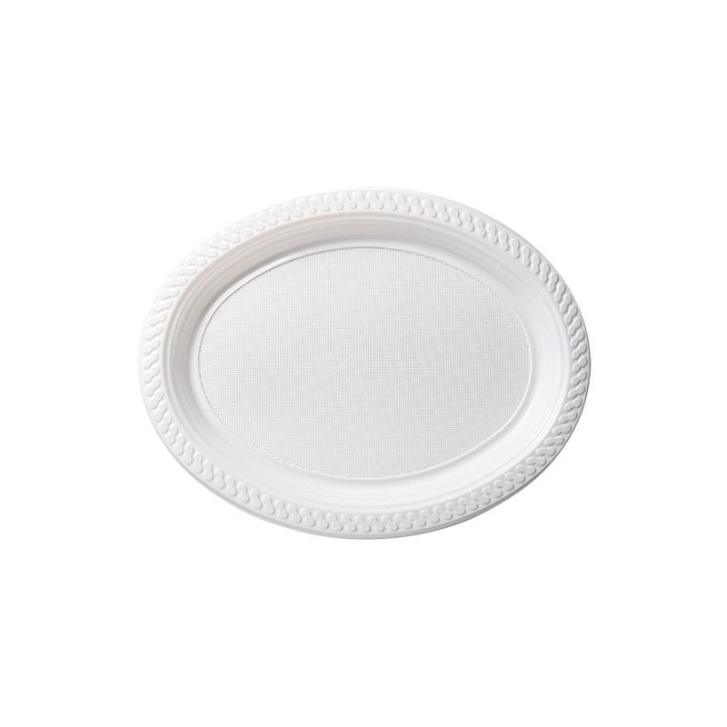 315mm x 255mm Reusable Oval Plate White Pk25