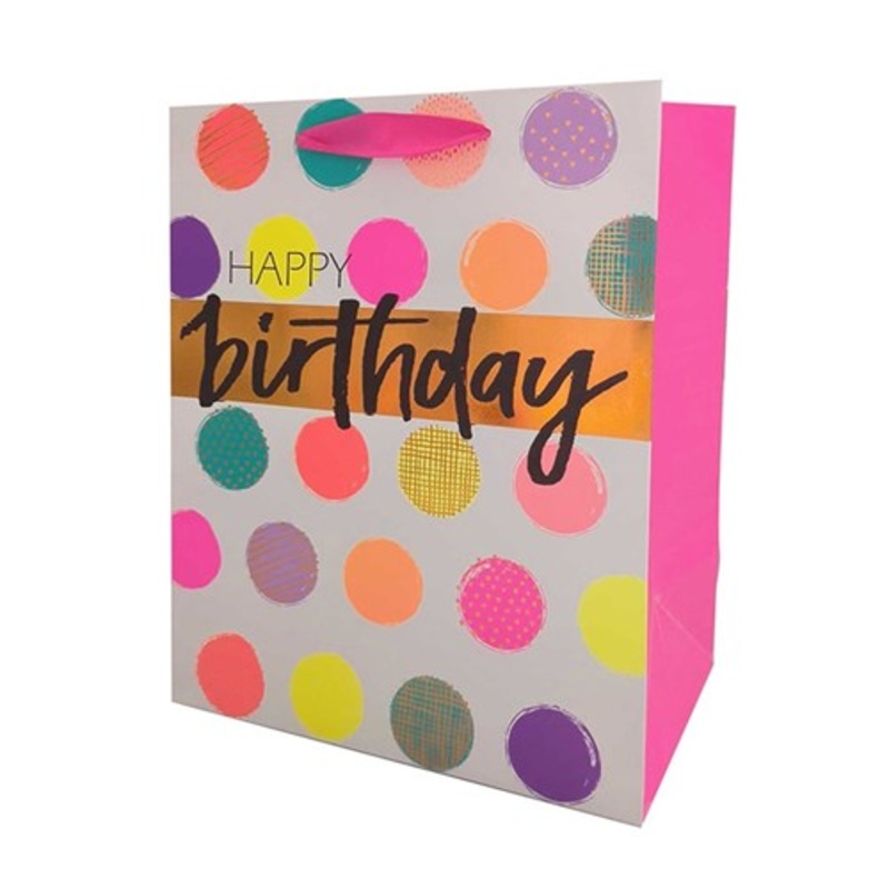 Neon Circles Gift Bag Med 18x23x10cm