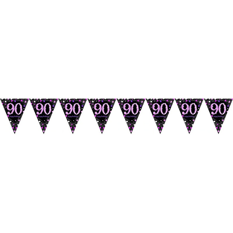 Pink Celebration 90 Prismatic Pennant Banner - Plastic