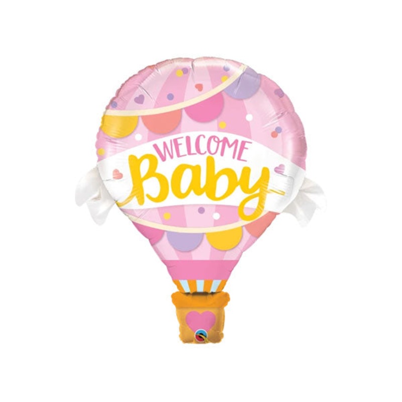 Welcome Baby Hot Air Balloon Pink SuperShape Foil