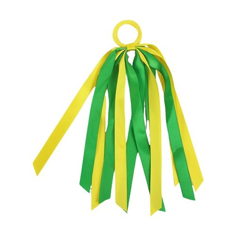 2pk Green & Gold Tassel Hair Ties