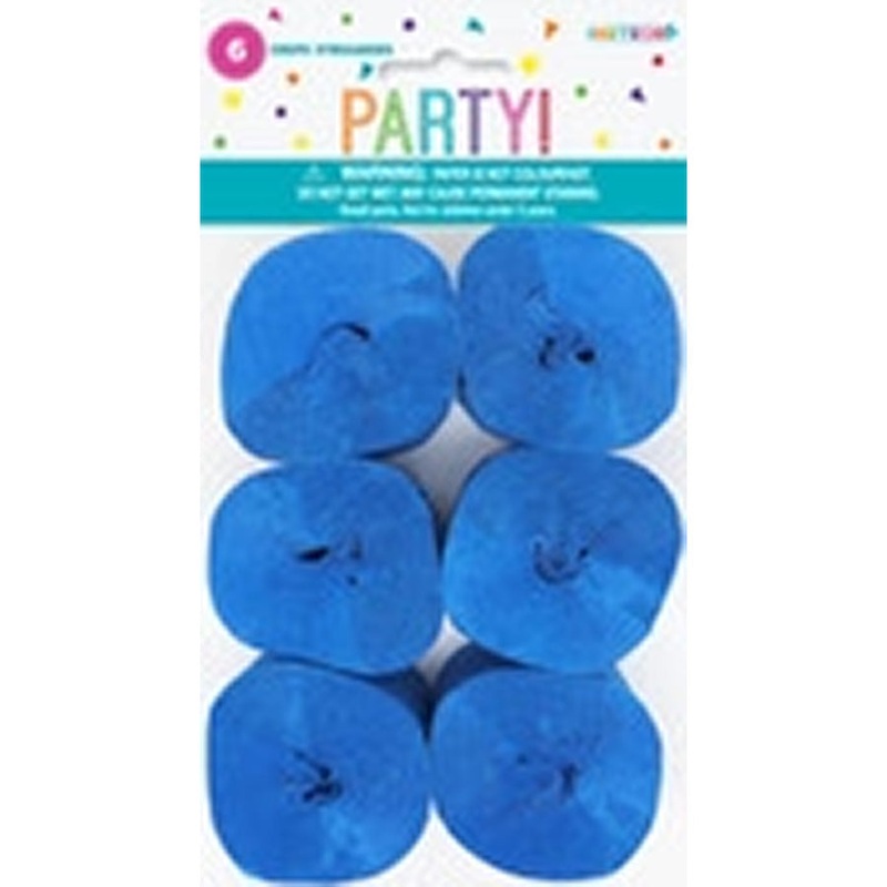 6 CREPE STREAMERS - ROYAL BLUE