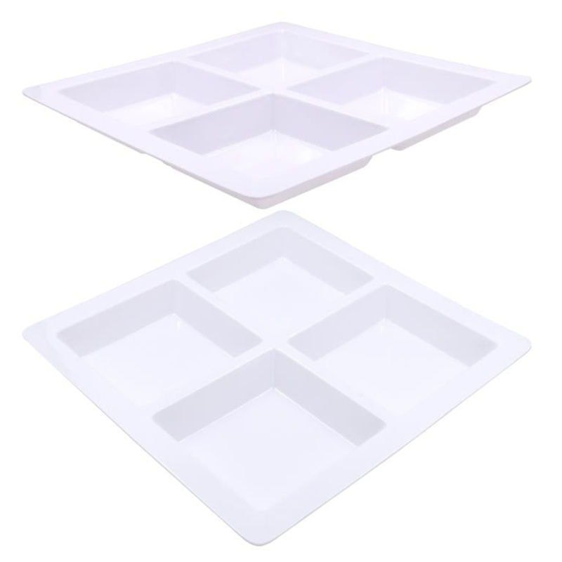 White Melamine Jumbo (4 Section) Condiment Tray - 34.5CM x 34.5CM