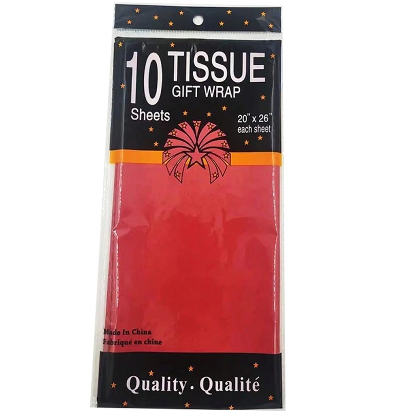10PCE TISSUE PAPER 50X66CM RED