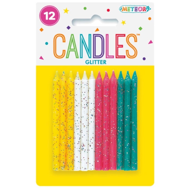 12 Glittter candles (multy)