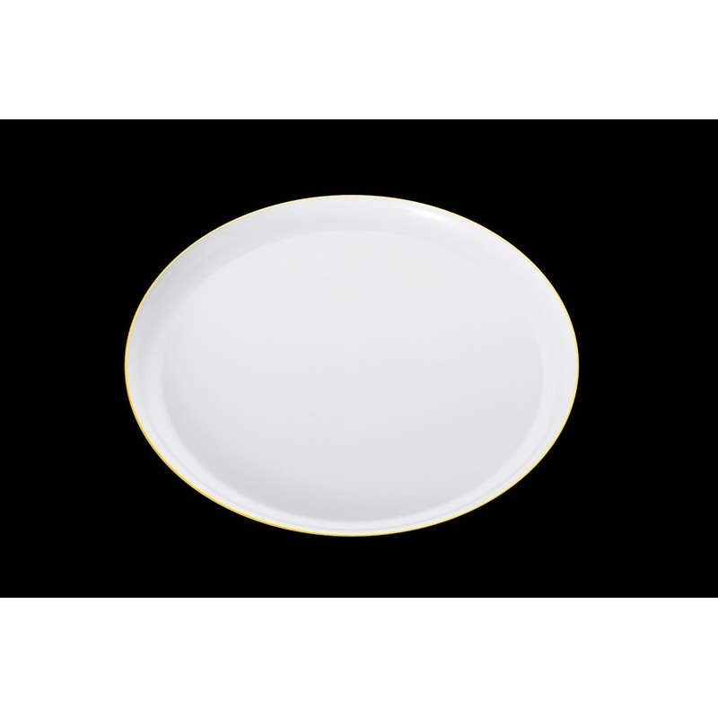 210mm Heavy Duty White Plate with Gold Rim Pk10