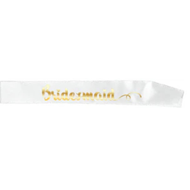Party Sash Bridesmaid-White