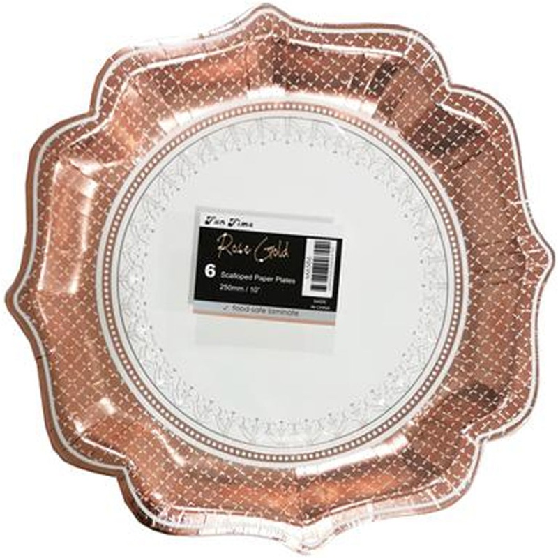 R.GOLD SCALLOP PLATES 10" PK6