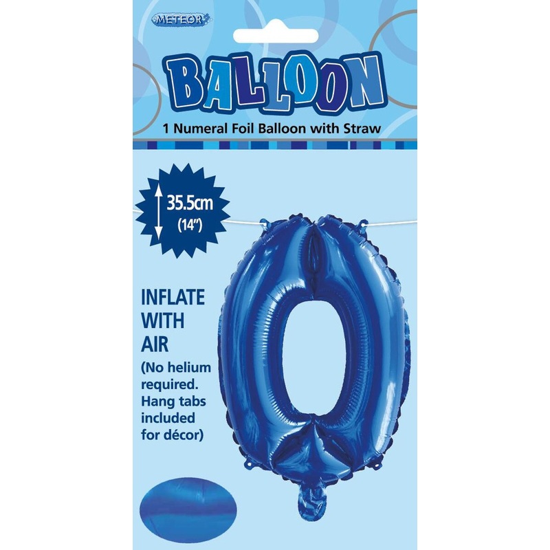 Royal blue "0" Numeral Foil Balloon 35cm (14")
