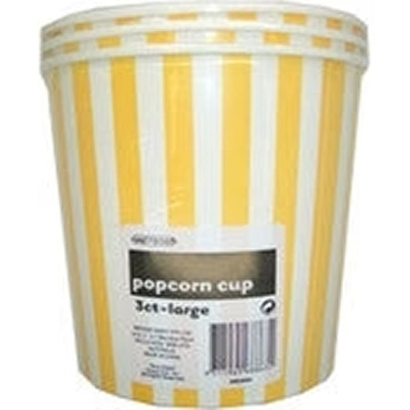 STRIPES 3 P/CORN CUPS LGE-YELL