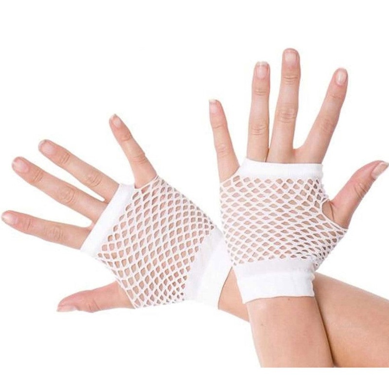 White Fishnet Hand Gloves