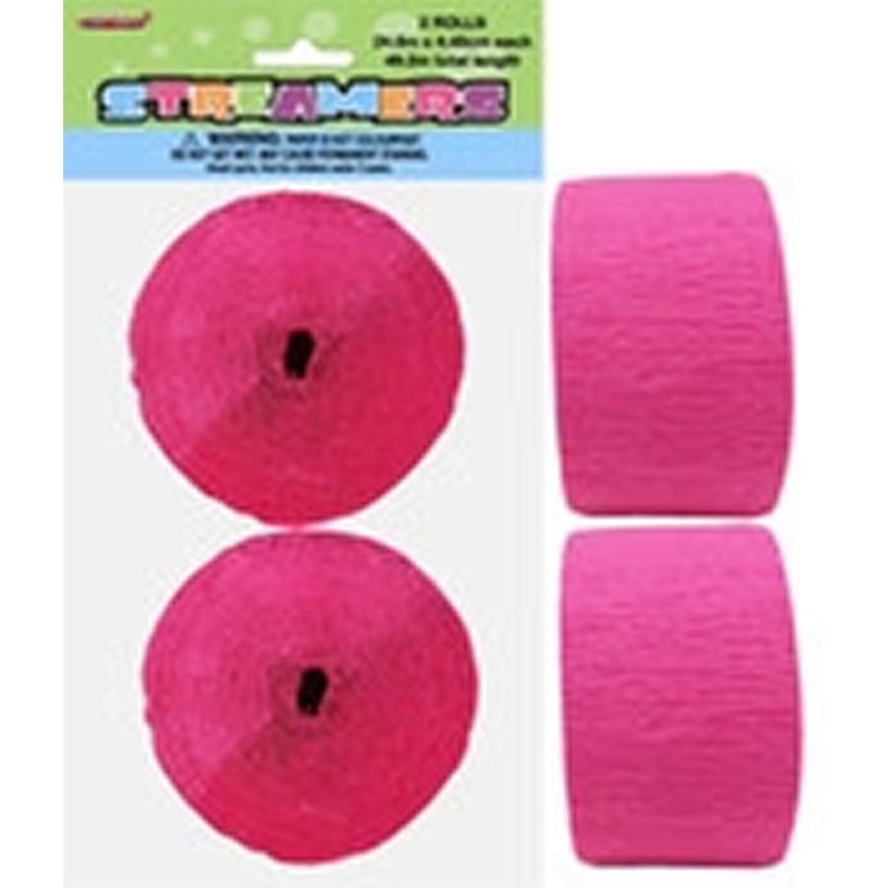2 CREPE STREAMERS - HOT PINK
