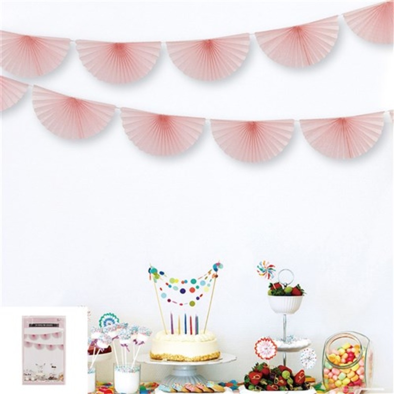 3M PINK PAPER FAN GARLAND-7 FANS EACH 40CM