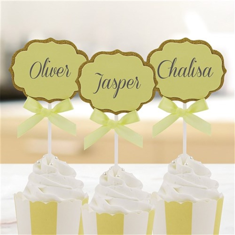 6pk Yellow Writable Cupcake Topper - 5x6cm
