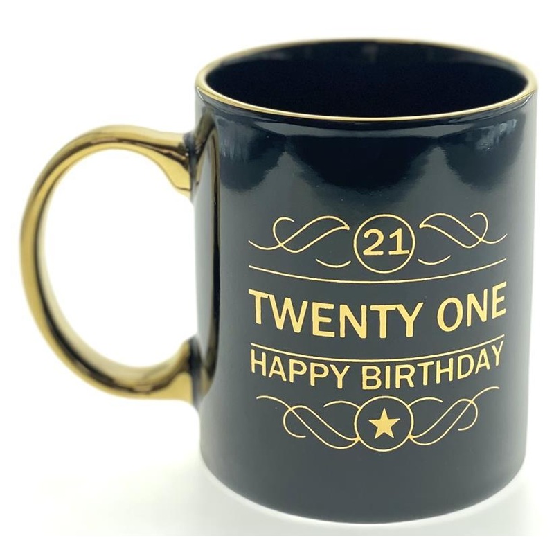 Mug White 21st Birthday Black With Gold Script